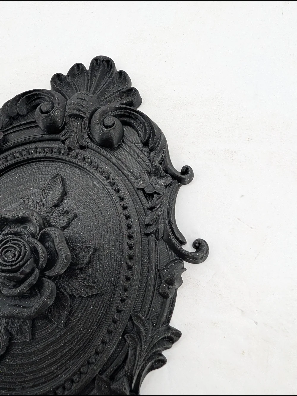 Black Floral Oval Wall Plaque - Decorative Home Wall Decor